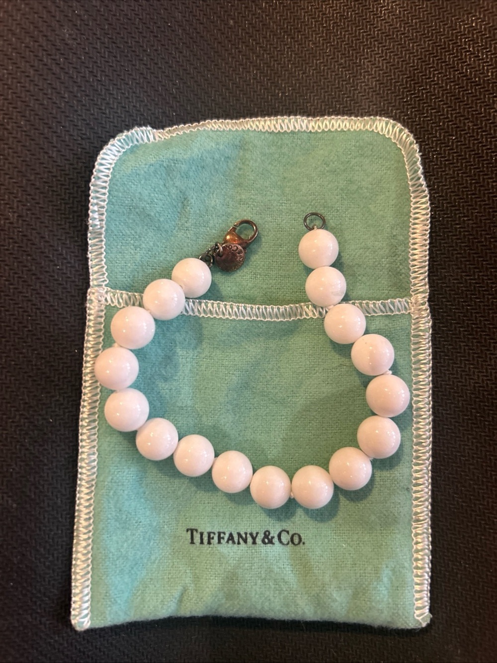 Tiffany & Co. White Dolomite Gemstone Bead Bracelet, Sterling Silver